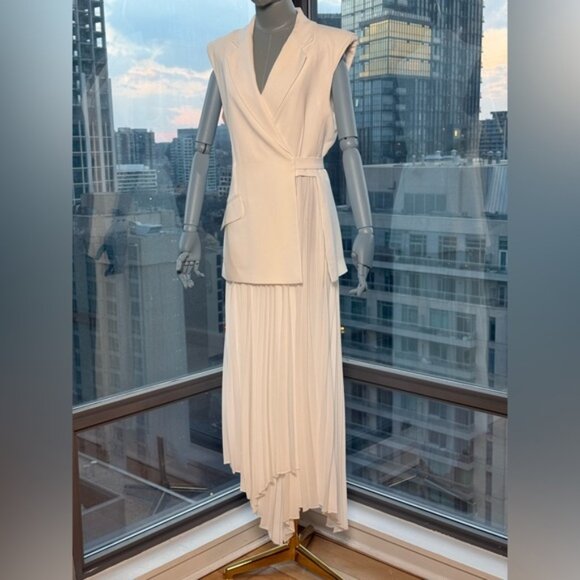 🆕 SIMKHAI 🧿 NWOT Helena Combo Blazer Dress, Pleated Skirt, White - Sz US 10 - Picture 11 of 16